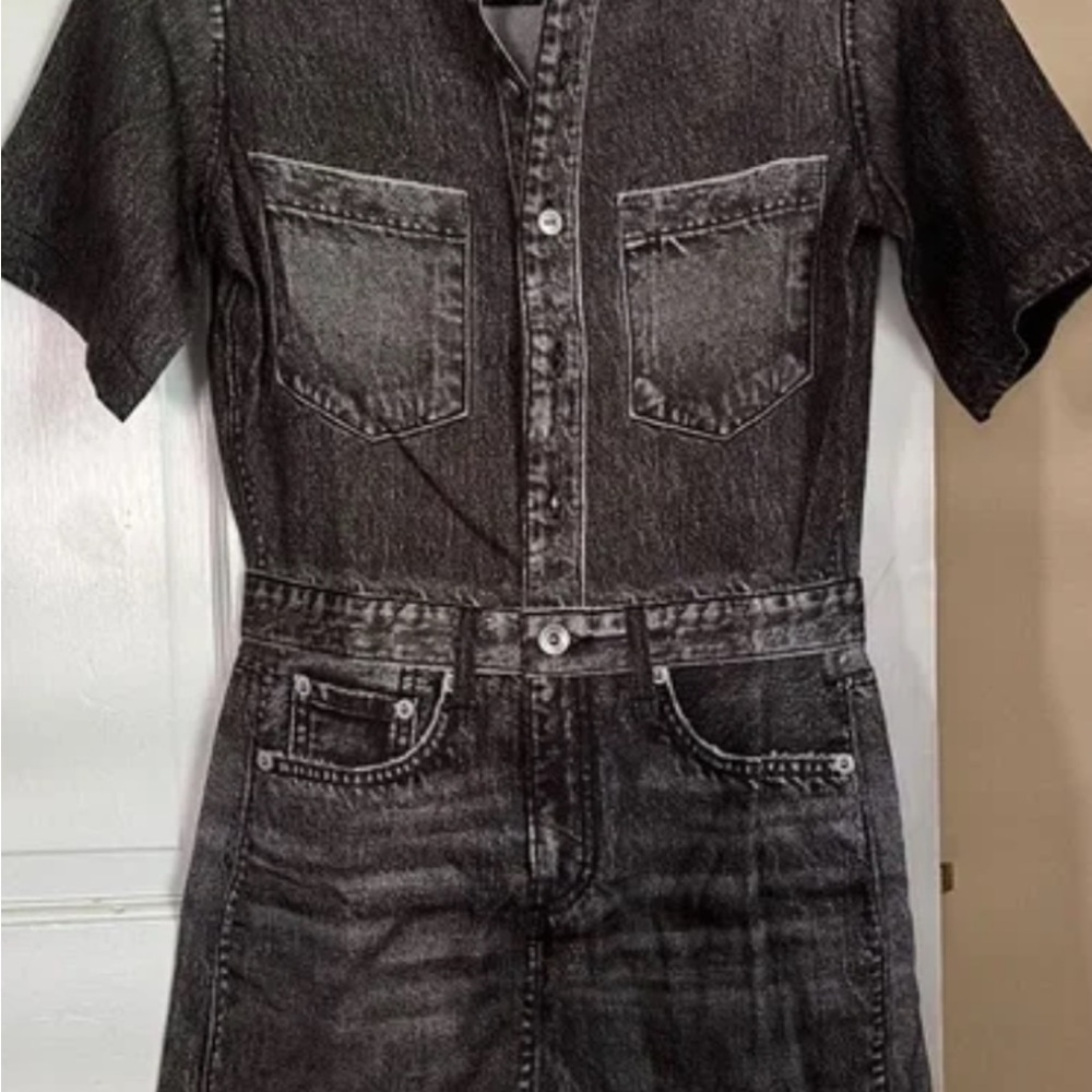 Rag & Bone Charcoal Denim Jumpsuit